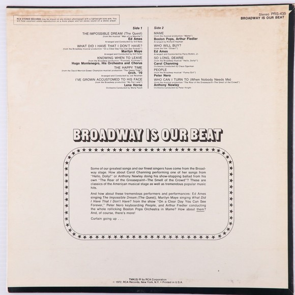 Ed Ames – Broadway Is Our Beat Stereo Spectacular Vinyl LP Record RCA PRS-435 - Picture 2 of 14